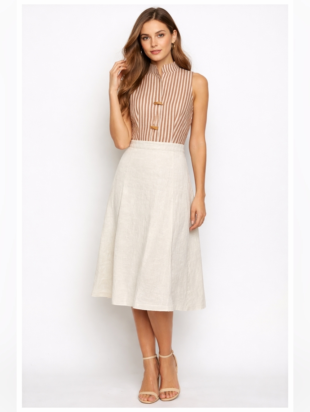 Anthropologie x Koto Bolofo Collector's Linen Striped Midi Dress Size 10